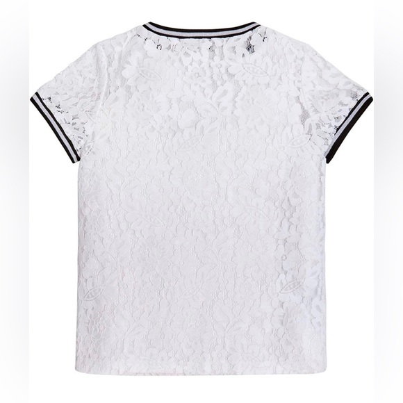 GUESS Girls' Big Applique Logo All Over Lace Top Shirt Size 10 - Picture 2 of 2
